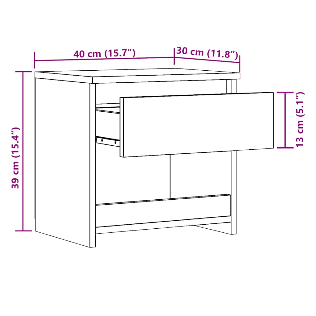 Nachtkastjes 2 st 40x30x39 cm bewerkt hout oud houtkleurig is nu te koop bij PeponiXL, paradijselijk wonen!