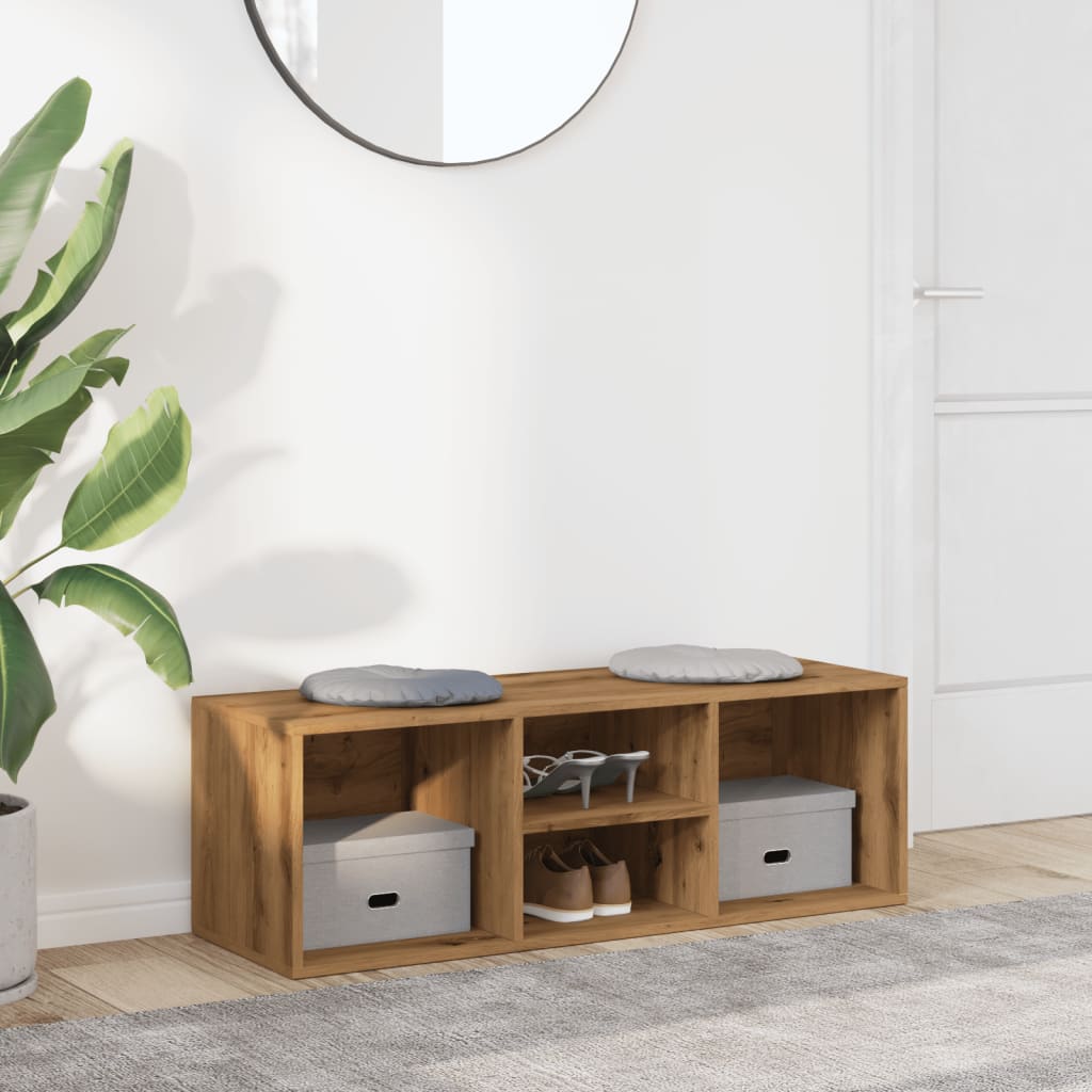 Schoenenopbergbank 105x35x35 cm bewerkt hout artisanaal eiken is nu te koop bij PeponiXL, paradijselijk wonen!
