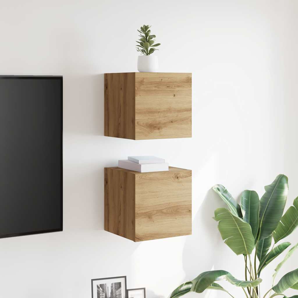 Tv-wandmeubelen 2 st 30,5x30x30 cm artisanaal eikenkleurig is nu te koop bij PeponiXL, paradijselijk wonen!