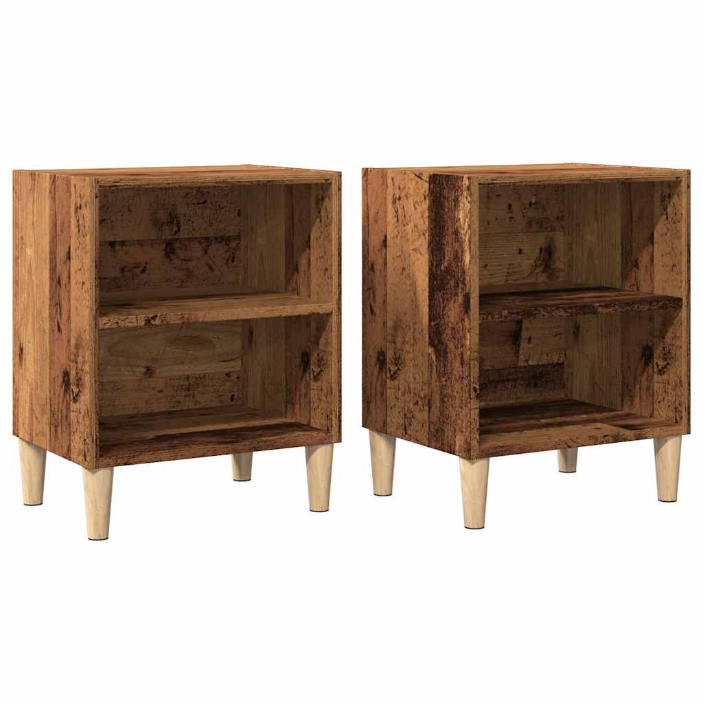 Nachtkastjes 2 st 40x30x50 cm bewerkt hout oud houtkleurig is nu te koop bij PeponiXL, paradijselijk wonen!