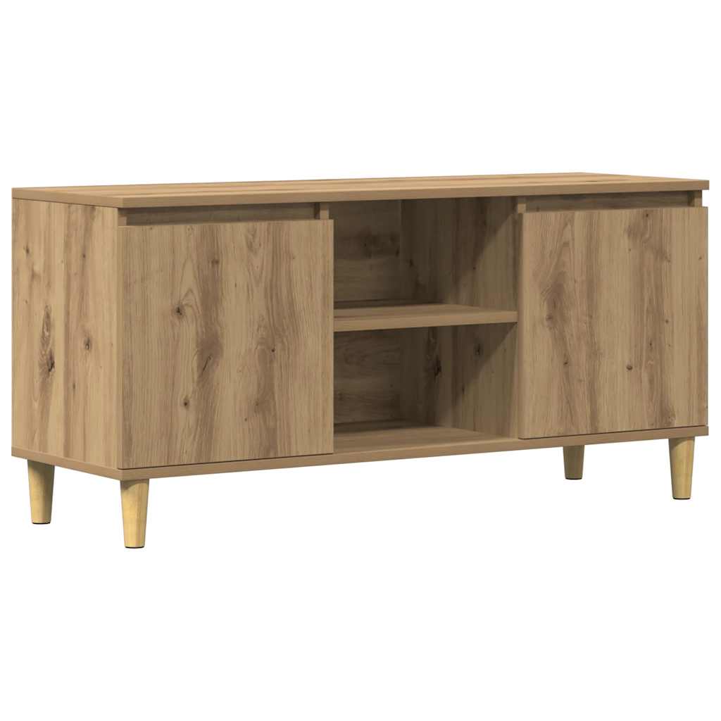 Tv-meubel 102x35x50 cm bewerkt hout artisanaal eikenkleur is nu te koop bij PeponiXL, paradijselijk wonen!