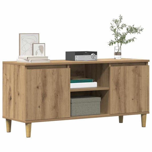 Tv-meubel 102x35x50 cm bewerkt hout artisanaal eikenkleur is nu te koop bij PeponiXL, paradijselijk wonen!