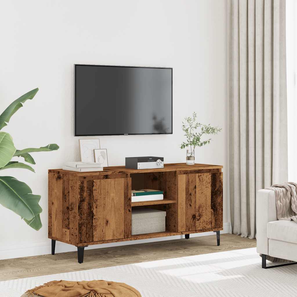 Tv-meubel 102x35x50 cm bewerkt hout oud houtkleurig is nu te koop bij PeponiXL, paradijselijk wonen!