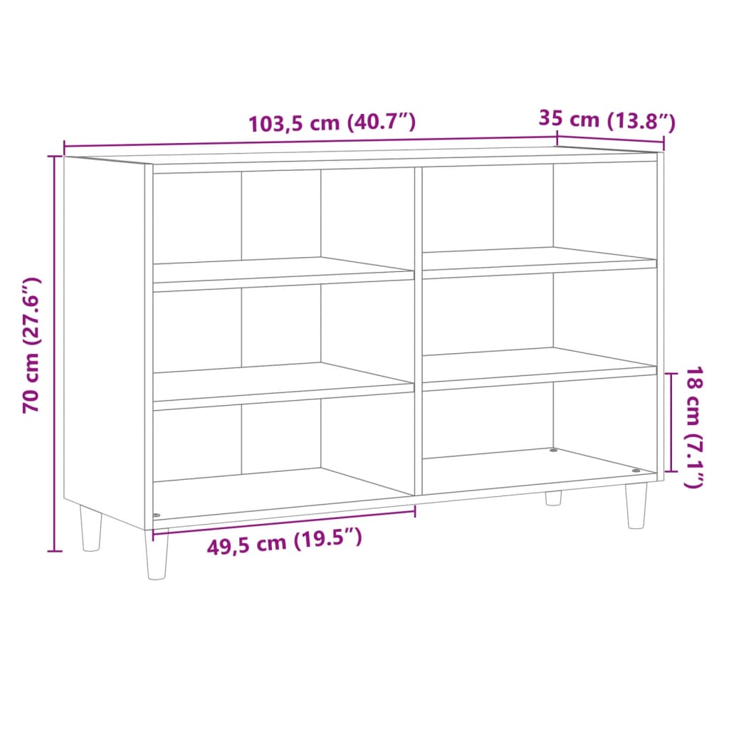 Dressoir 103,5x35x70 cm bewerkt hout oud houtkleurig is nu te koop bij PeponiXL, paradijselijk wonen!