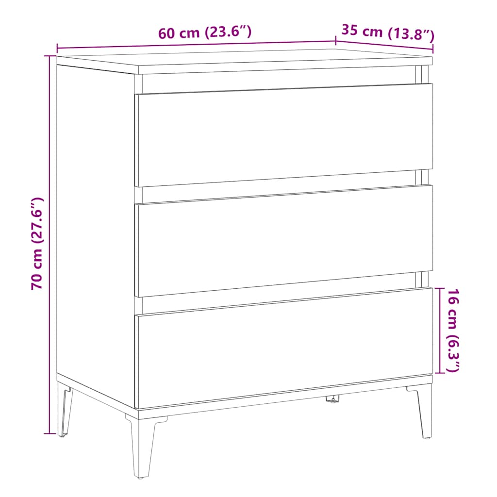 Dressoir 60x35x70 cm bewerkt hout oud houtkleurig is nu te koop bij PeponiXL, paradijselijk wonen!