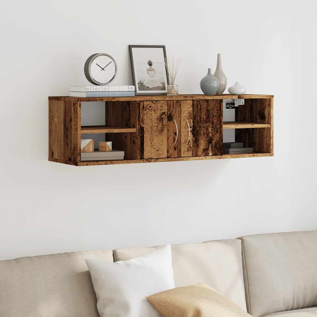 Wandkast 101x30x29 cm bewerkt hout oud houtkleurig is nu te koop bij PeponiXL, paradijselijk wonen!