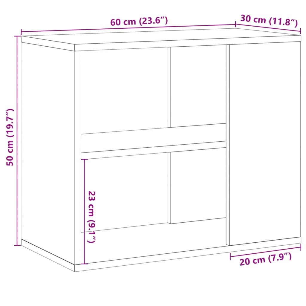 Bijzetkast 60x30x50 cm bewerkt hout oud houtkleurig is nu te koop bij PeponiXL, paradijselijk wonen!