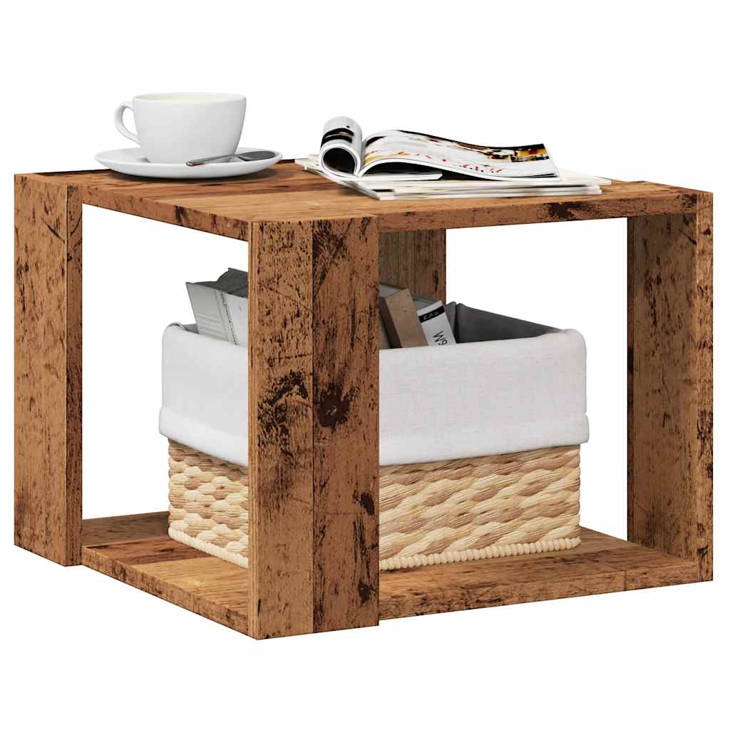 Salontafel 40x40x30 cm bewerkt hout oud houtkleurig is nu te koop bij PeponiXL, paradijselijk wonen!