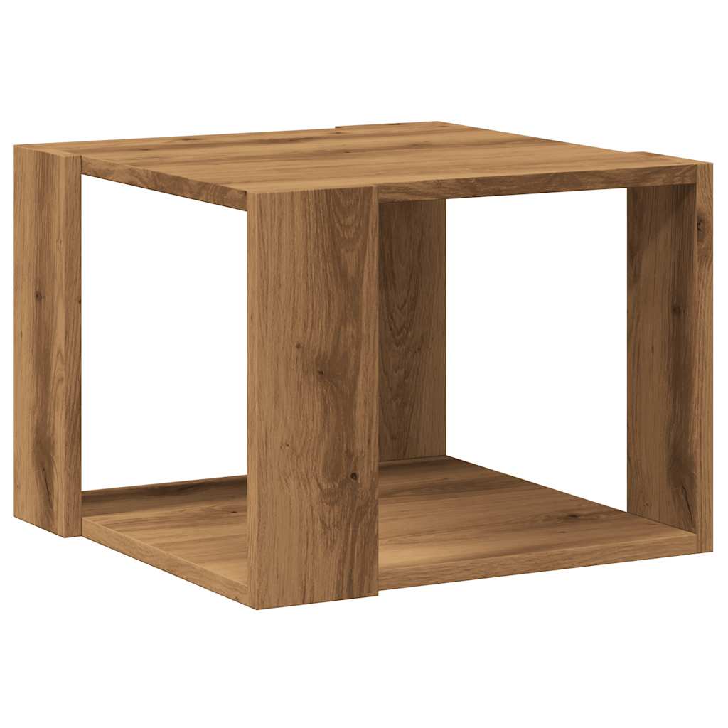 Salontafel 40x40x30 cm bewerkt hout artisanaal eikenkleur is nu te koop bij PeponiXL, paradijselijk wonen!