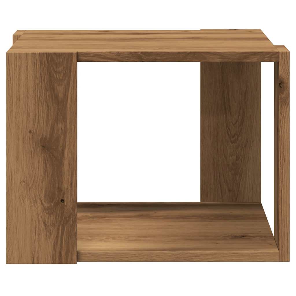 Salontafel 40x40x30 cm bewerkt hout artisanaal eikenkleur is nu te koop bij PeponiXL, paradijselijk wonen!