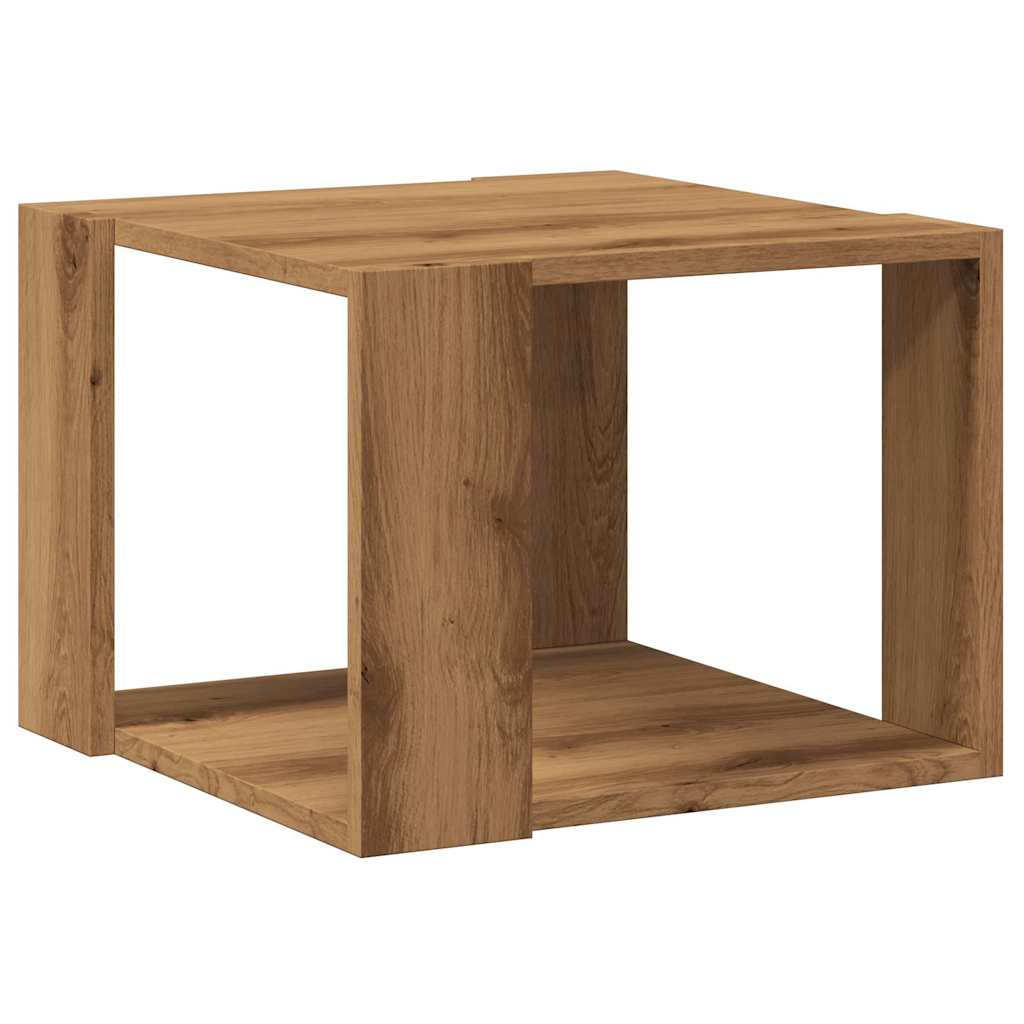 Salontafel 40x40x30 cm bewerkt hout artisanaal eikenkleur is nu te koop bij PeponiXL, paradijselijk wonen!
