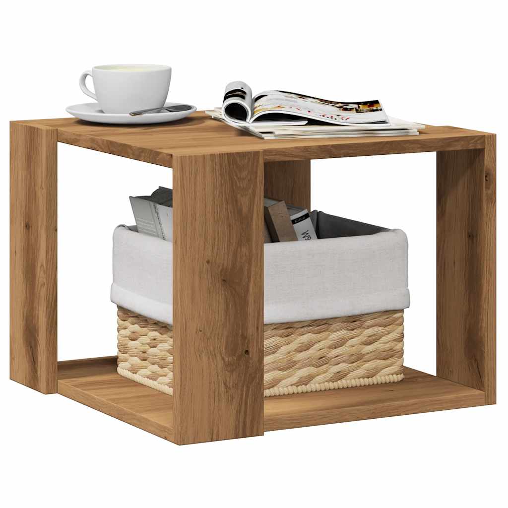 Salontafel 40x40x30 cm bewerkt hout artisanaal eikenkleur is nu te koop bij PeponiXL, paradijselijk wonen!