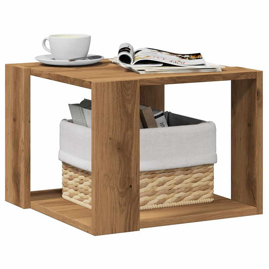 Salontafel 40x40x30 cm bewerkt hout artisanaal eikenkleur is nu te koop bij PeponiXL, paradijselijk wonen!