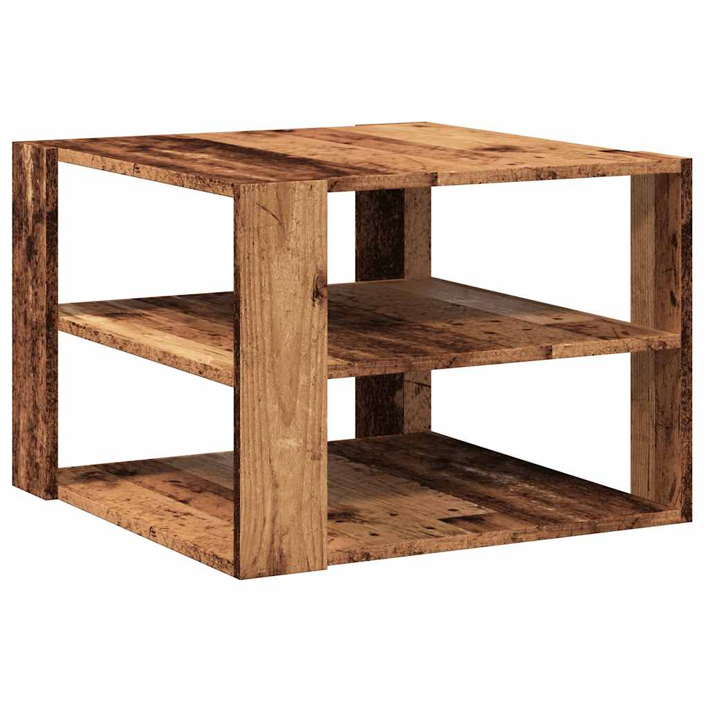Salontafel 58x58x40 cm bewerkt hout oud houtkleurig is nu te koop bij PeponiXL, paradijselijk wonen!