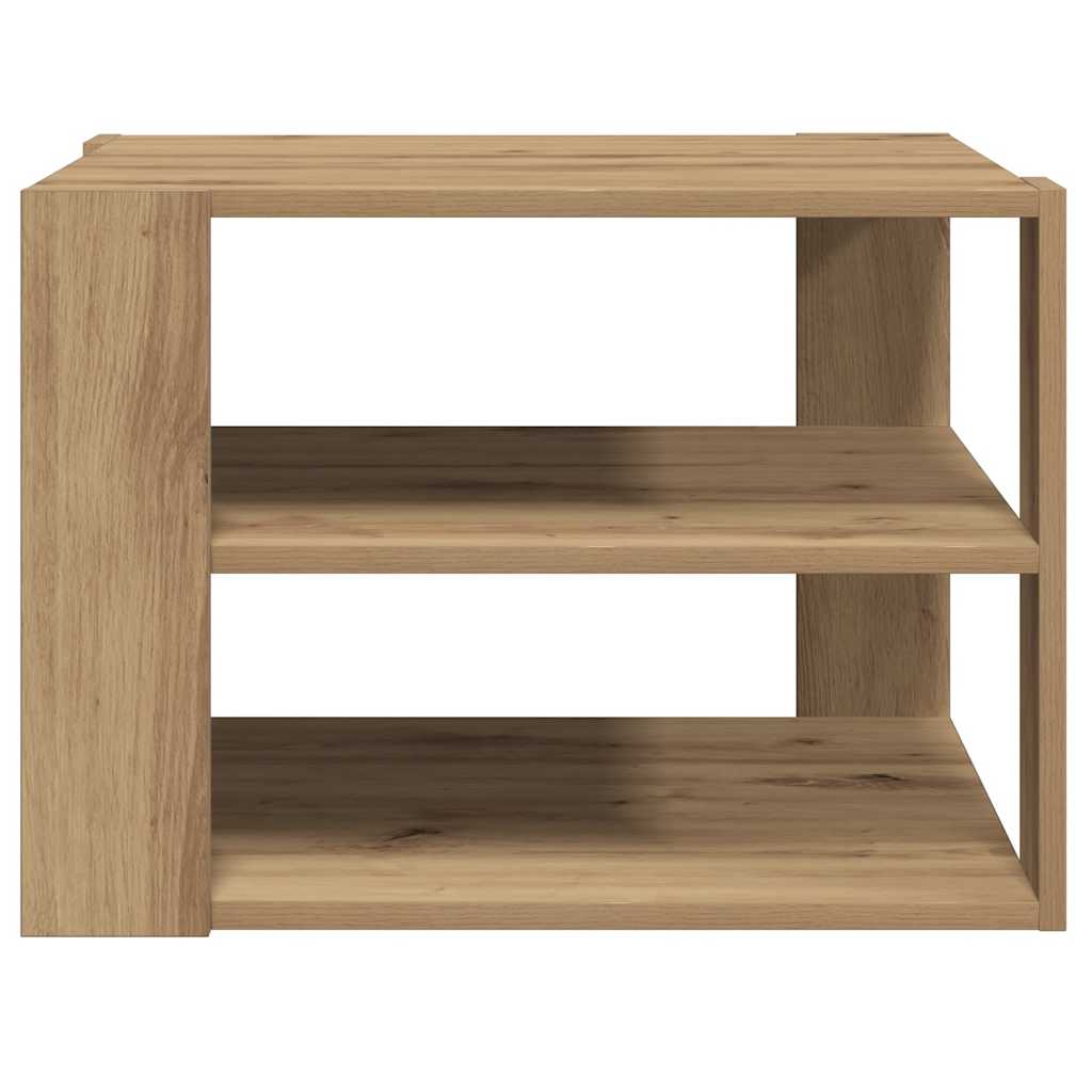 Salontafel 58x58x40 cm bewerkt hout artisanaal eikenkleurig is nu te koop bij PeponiXL, paradijselijk wonen!