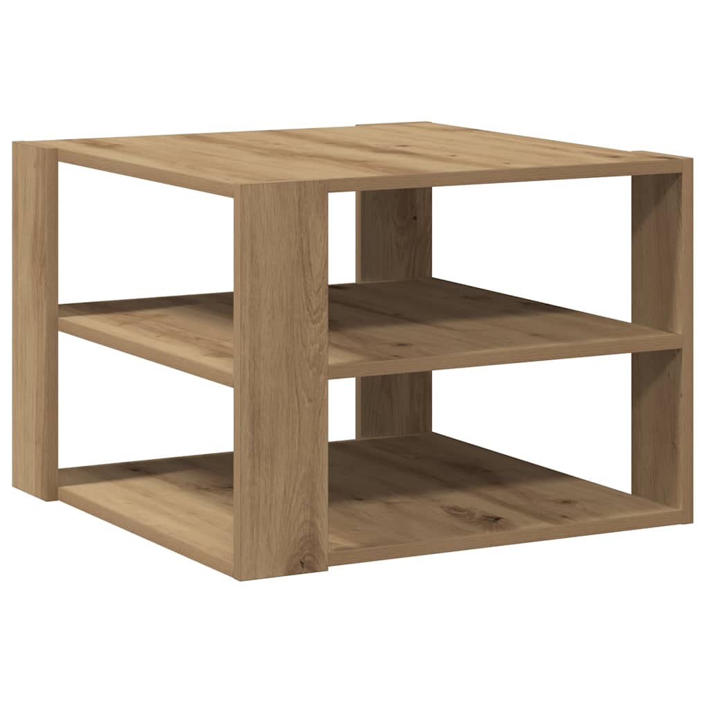 Salontafel 58x58x40 cm bewerkt hout artisanaal eikenkleurig is nu te koop bij PeponiXL, paradijselijk wonen!