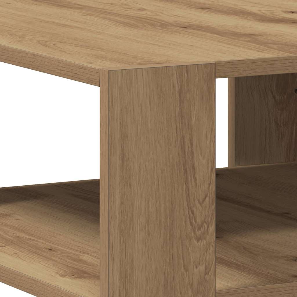 Salontafel 58x58x40 cm bewerkt hout artisanaal eikenkleurig is nu te koop bij PeponiXL, paradijselijk wonen!