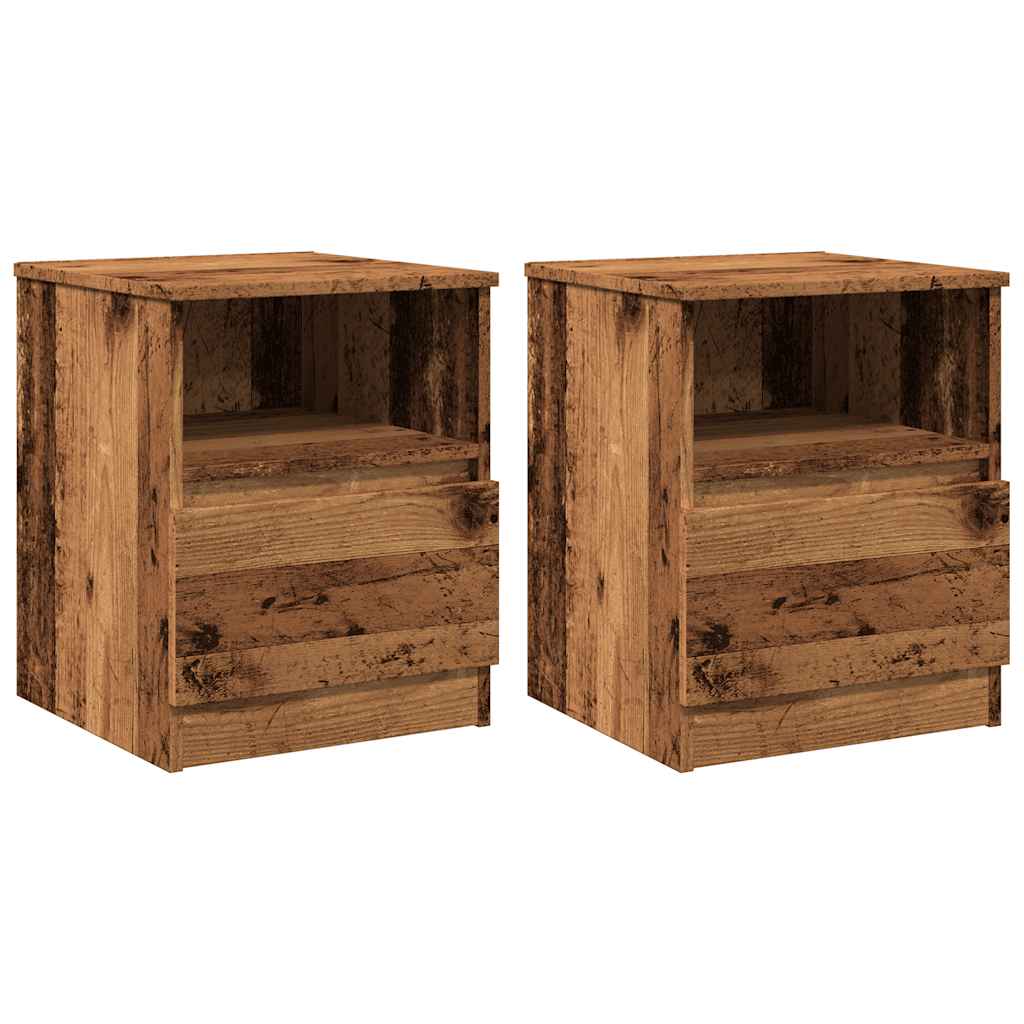 Nachtkastjes 2 st 40x40x50 cm bewerkt hout oud houtkleurig is nu te koop bij PeponiXL, paradijselijk wonen!