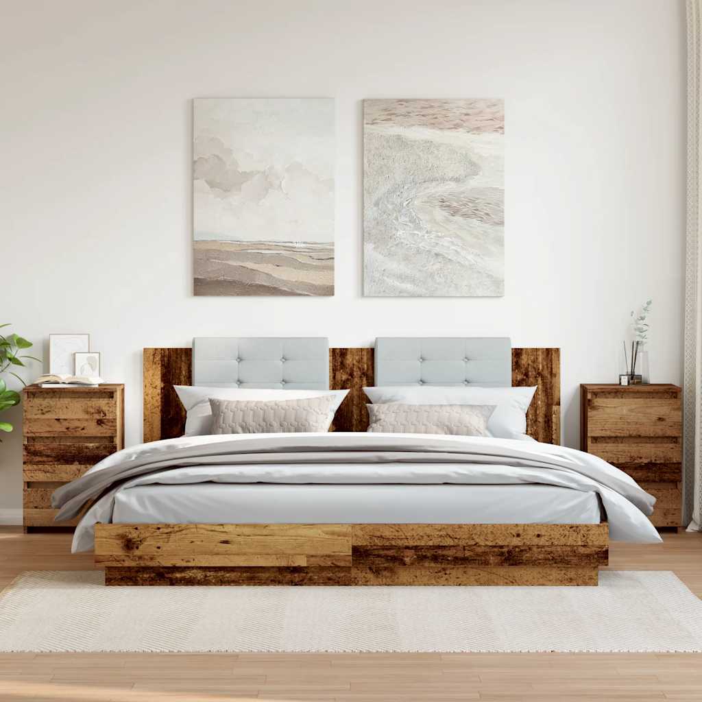 Nachtkastjes 2 st 40x35x62,5 cm bewerkt hout oud houtkleurig is nu te koop bij PeponiXL, paradijselijk wonen!