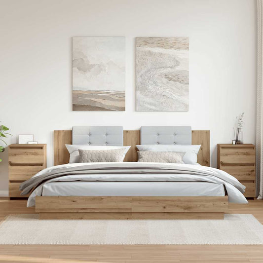 Nachtkastjes 2 st 40x35x62,5 cm bewerkt hout artisanaal eiken is nu te koop bij PeponiXL, paradijselijk wonen!