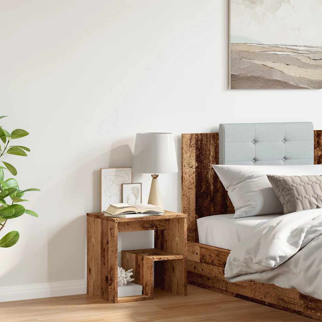 Nachtkastje 40x30x40 cm bewerkt hout oud houtkleurig is nu te koop bij PeponiXL, paradijselijk wonen!