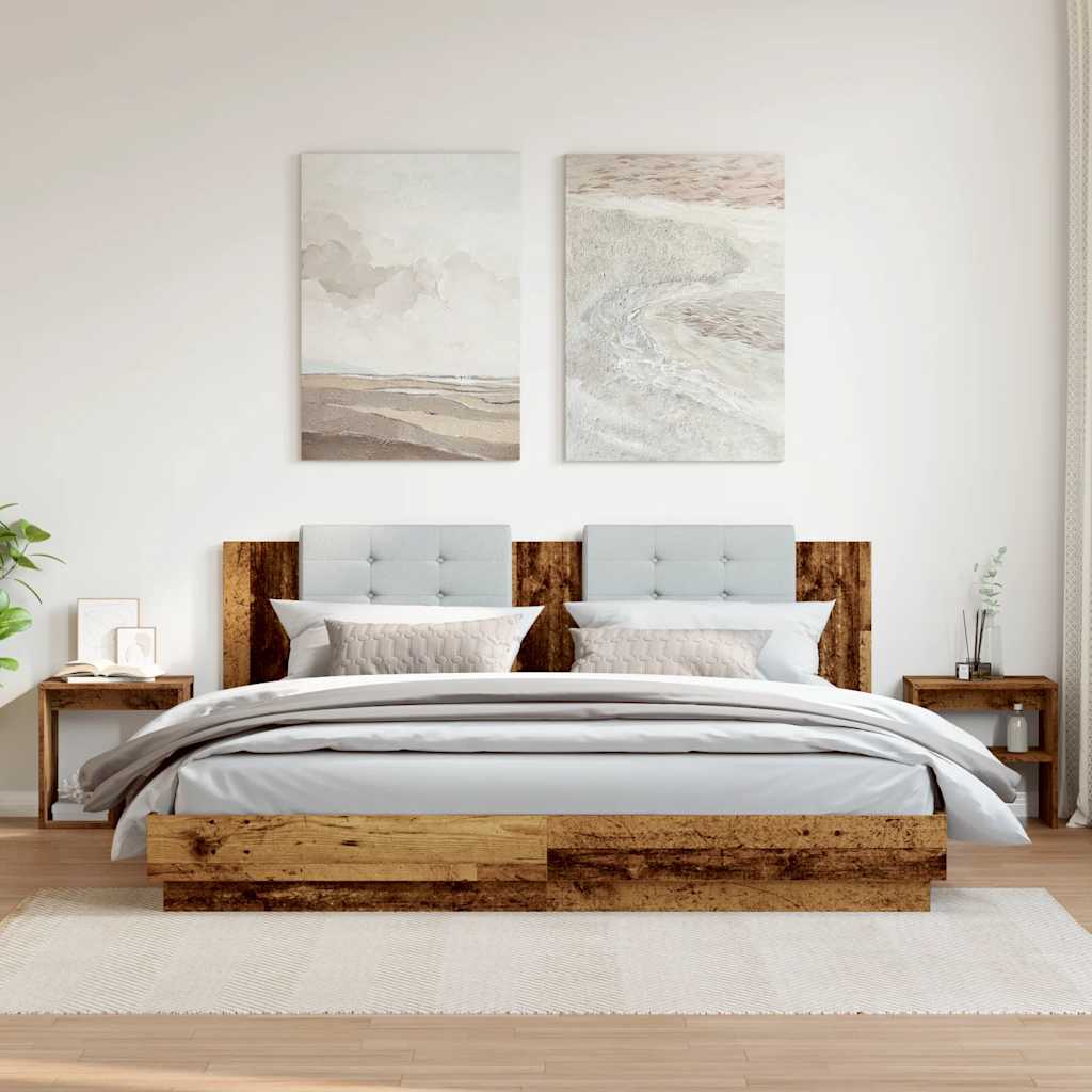 Nachtkastjes 2 st 40x30x40 cm bewerkt hout oud houtkleurig is nu te koop bij PeponiXL, paradijselijk wonen!