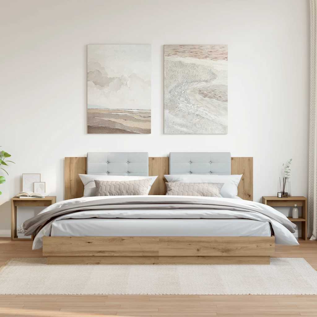 Nachtkastjes 2 st 40x30x40 cm bewerkt hout artisanaal eiken is nu te koop bij PeponiXL, paradijselijk wonen!