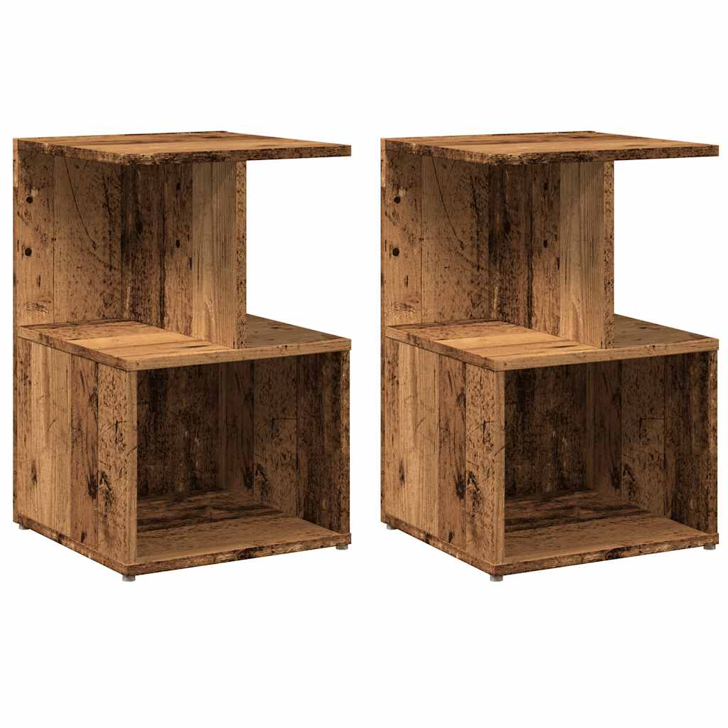 Nachtkastjes 2 st 35x35x55 cm bewerkt hout oud houtkleurig is nu te koop bij PeponiXL, paradijselijk wonen!