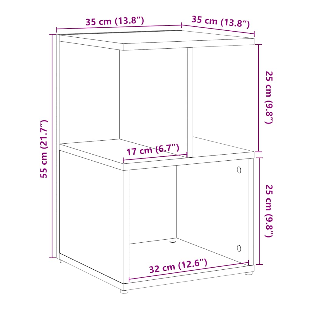 Nachtkastjes 2 st 35x35x55cm bewerkt hout artisanaal eikenkleur is nu te koop bij PeponiXL, paradijselijk wonen!