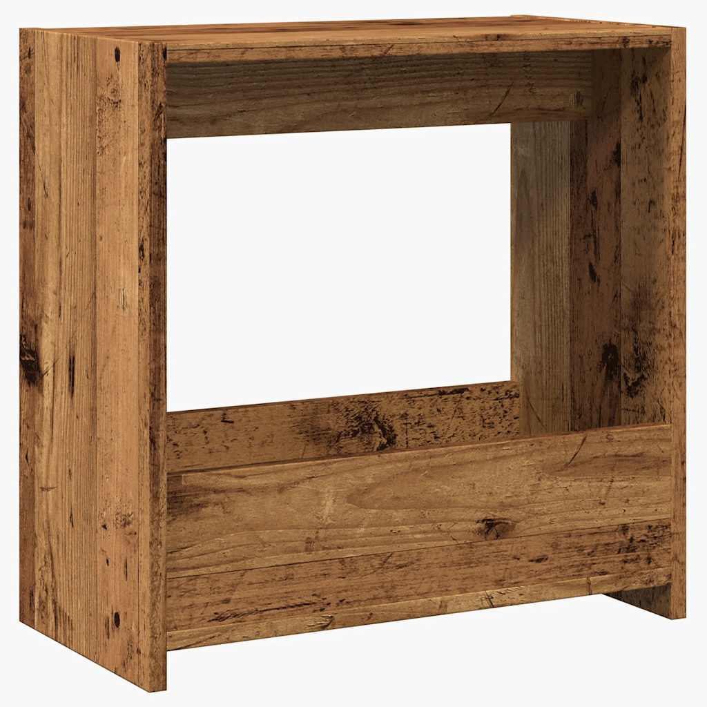 Bijzettafel 50x26x50 cm bewerkt hout oud houtkleurig is nu te koop bij PeponiXL, paradijselijk wonen!