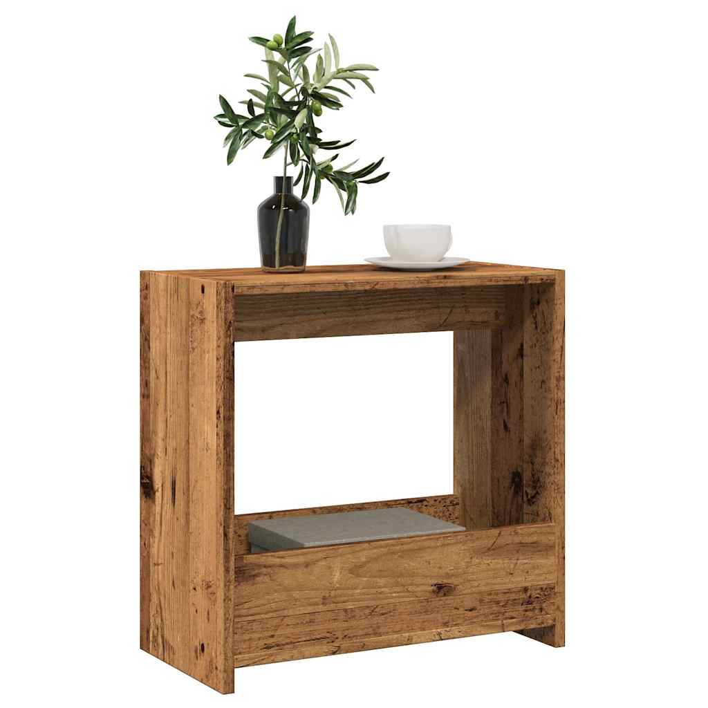 Bijzettafel 50x26x50 cm bewerkt hout oud houtkleurig is nu te koop bij PeponiXL, paradijselijk wonen!