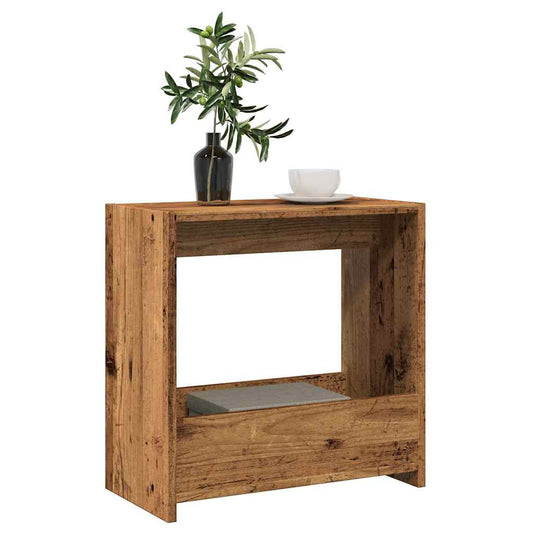 Bijzettafel 50x26x50 cm bewerkt hout oud houtkleurig is nu te koop bij PeponiXL, paradijselijk wonen!