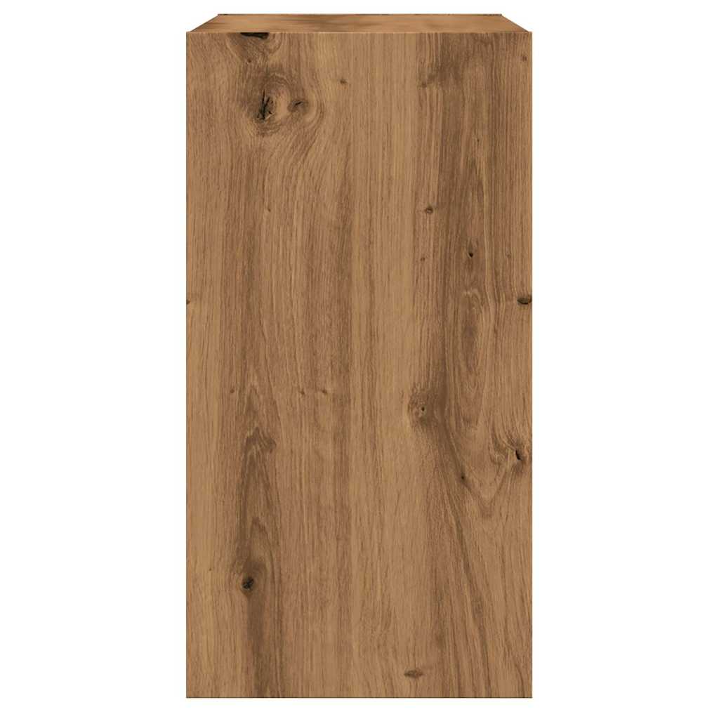 Bijzettafel 50x26x50 cm bewerkt hout artisanaal eikenkleurig is nu te koop bij PeponiXL, paradijselijk wonen!