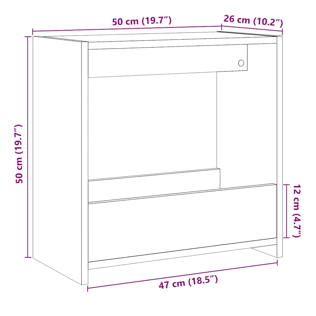 Bijzettafel 50x26x50 cm bewerkt hout artisanaal eikenkleurig is nu te koop bij PeponiXL, paradijselijk wonen!
