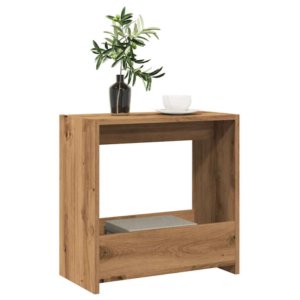 Bijzettafel 50x26x50 cm bewerkt hout artisanaal eikenkleurig is nu te koop bij PeponiXL, paradijselijk wonen!