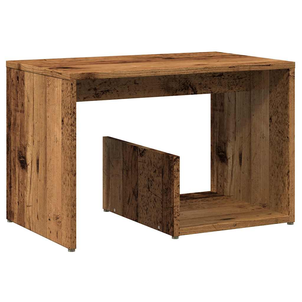 Bijzettafel 59x36x38 cm bewerkt hout oud houtkleurig is nu te koop bij PeponiXL, paradijselijk wonen!