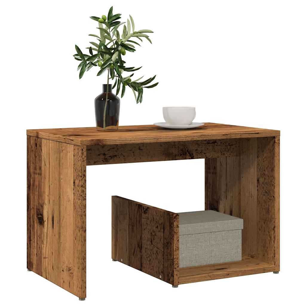 Bijzettafel 59x36x38 cm bewerkt hout oud houtkleurig is nu te koop bij PeponiXL, paradijselijk wonen!