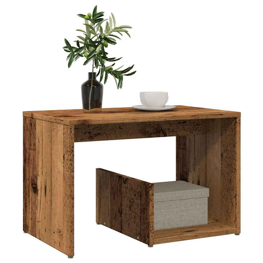 Bijzettafel 59x36x38 cm bewerkt hout oud houtkleurig is nu te koop bij PeponiXL, paradijselijk wonen!