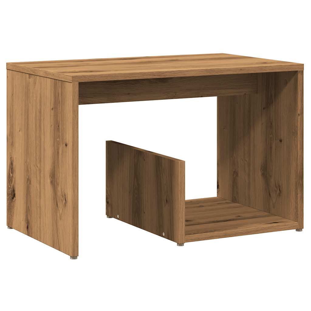 Bijzettafel 59x36x38 cm bewerkt hout artisanaal eikenkleurig is nu te koop bij PeponiXL, paradijselijk wonen!