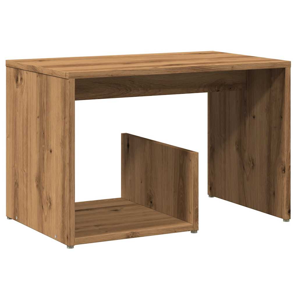 Bijzettafel 59x36x38 cm bewerkt hout artisanaal eikenkleurig is nu te koop bij PeponiXL, paradijselijk wonen!