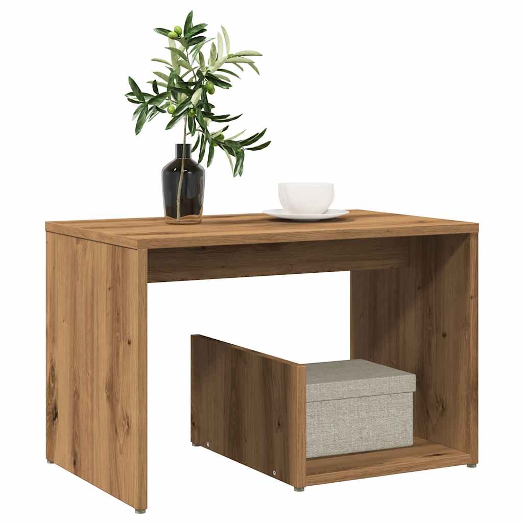 Bijzettafel 59x36x38 cm bewerkt hout artisanaal eikenkleurig is nu te koop bij PeponiXL, paradijselijk wonen!