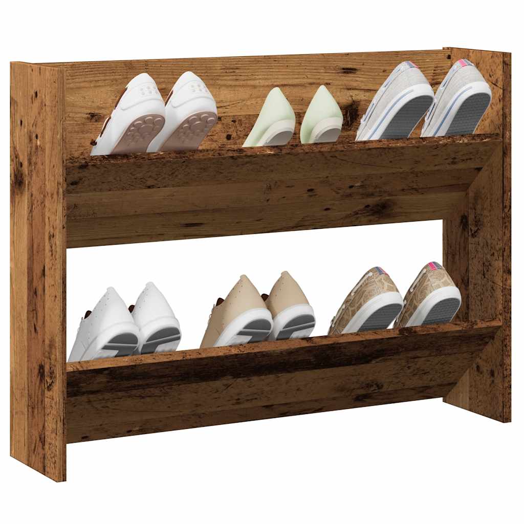 Wandschoenenkast 80x18x60 cm bewerkt hout oud houtkleurig is nu te koop bij PeponiXL, paradijselijk wonen!