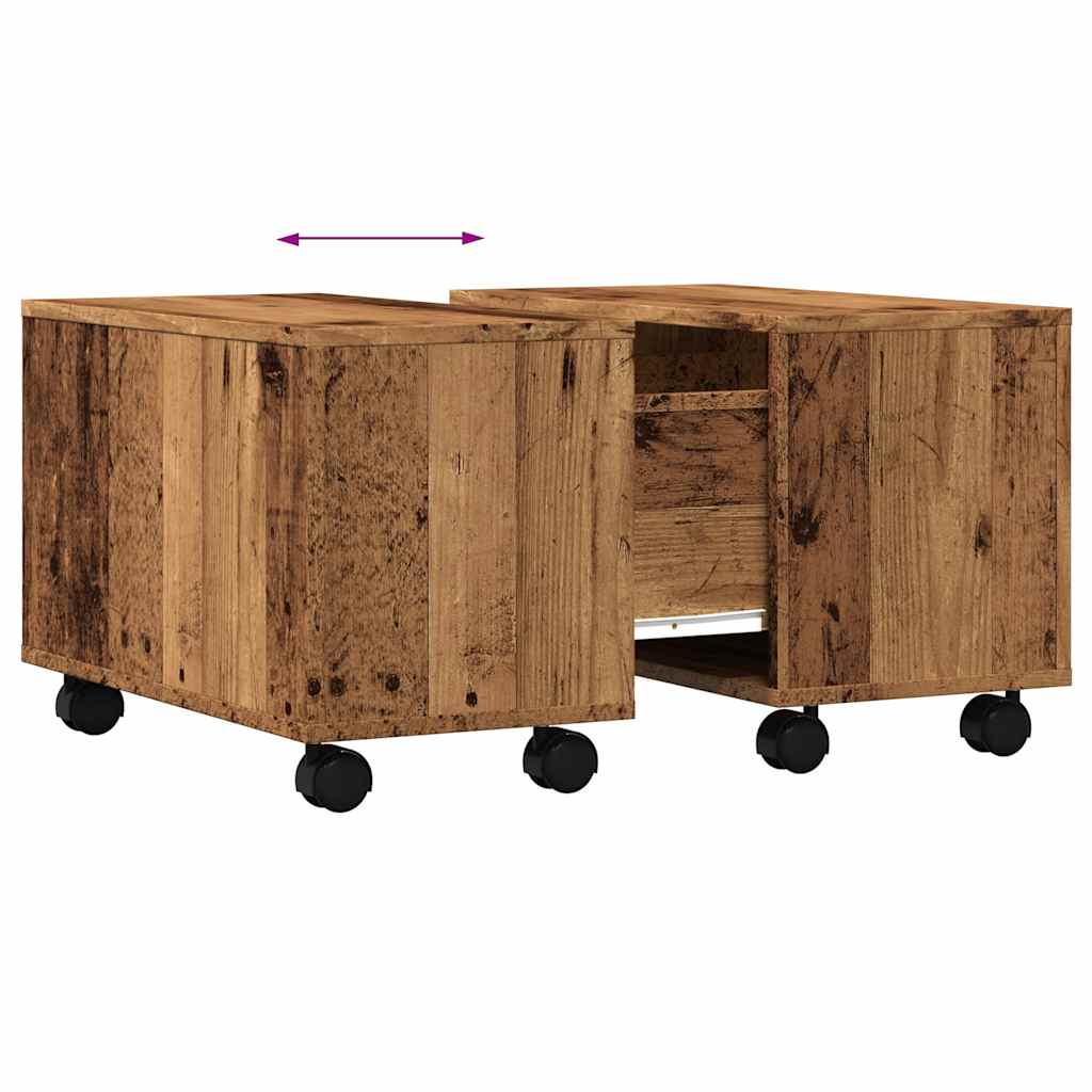 Salontafel 60x60x38 cm bewerkt hout oud houtkleurig is nu te koop bij PeponiXL, paradijselijk wonen!