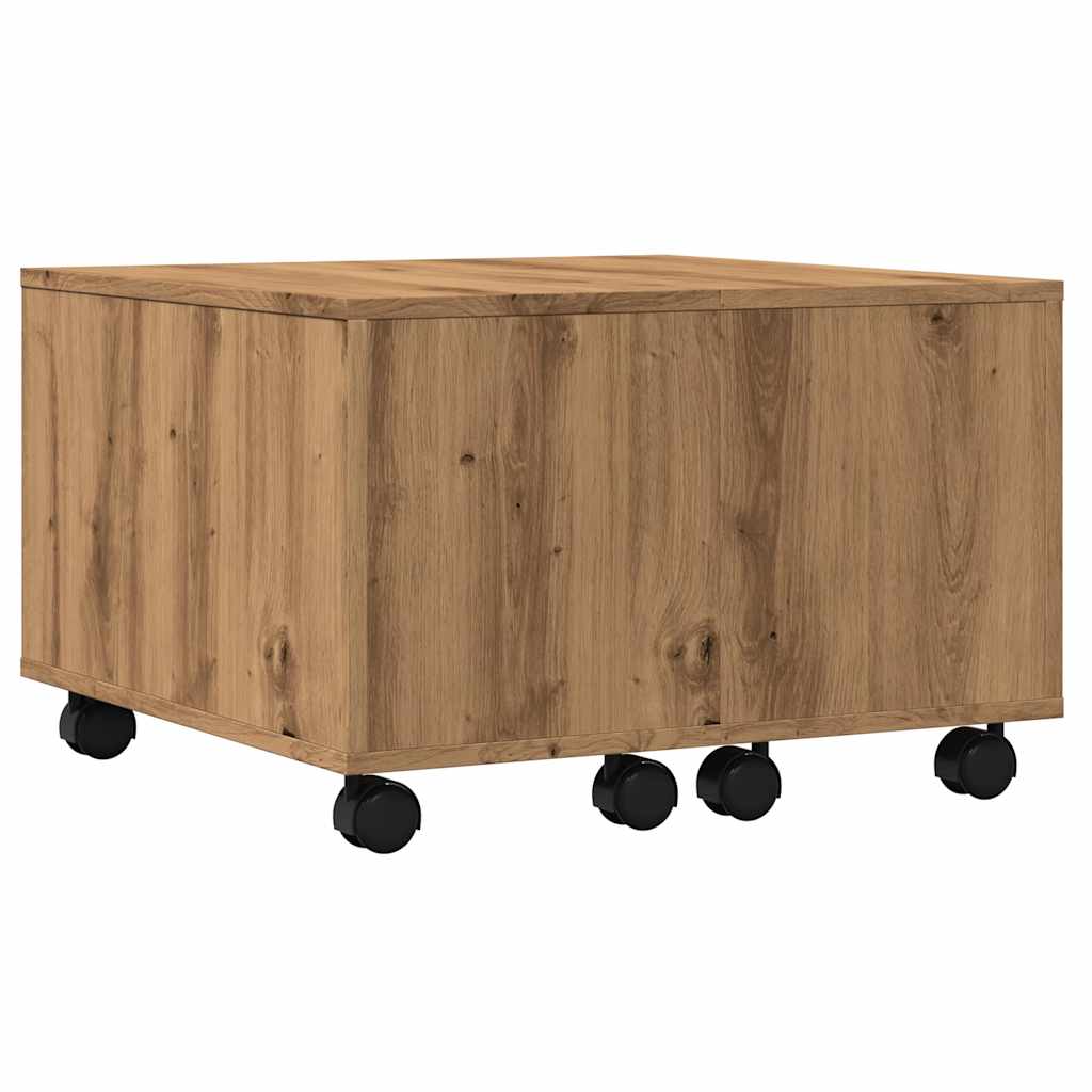Salontafel 60x60x38 cm bewerkt hout artisanaal eikenkleurig is nu te koop bij PeponiXL, paradijselijk wonen!