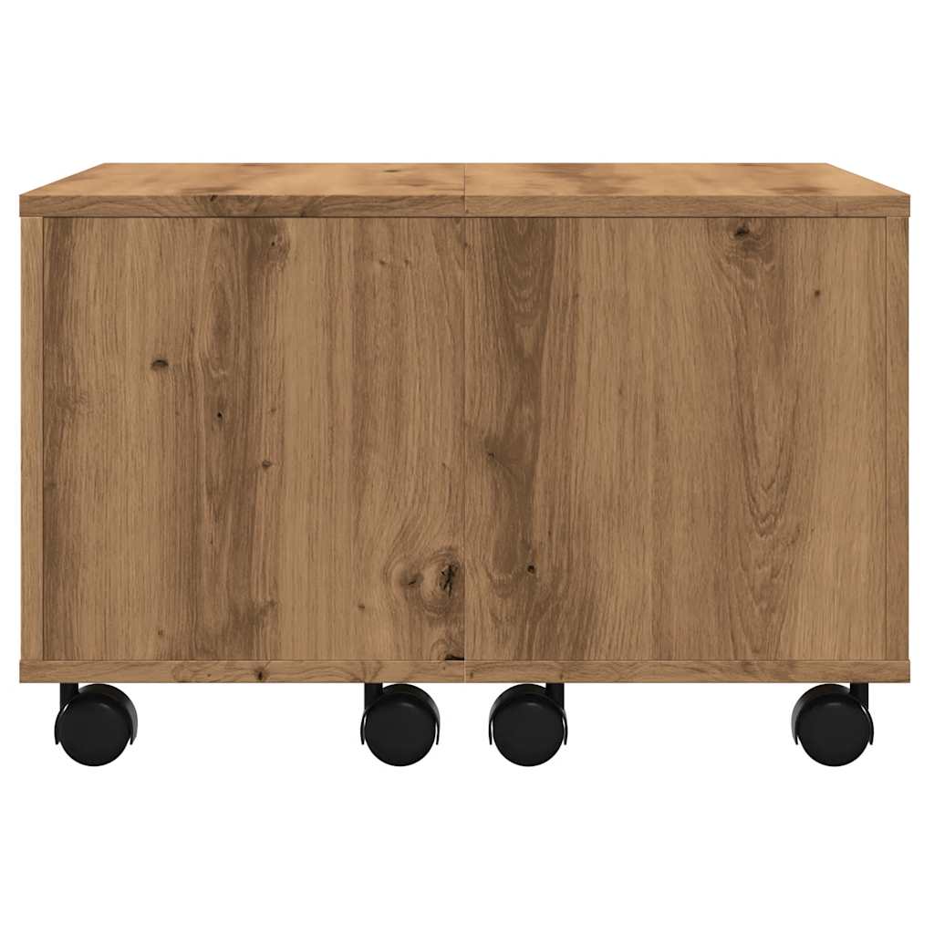 Salontafel 60x60x38 cm bewerkt hout artisanaal eikenkleurig is nu te koop bij PeponiXL, paradijselijk wonen!