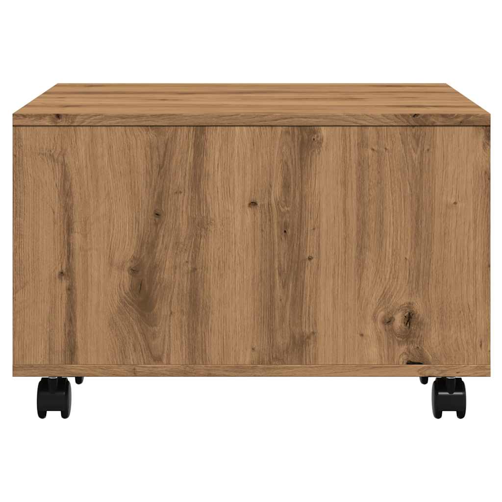 Salontafel 60x60x38 cm bewerkt hout artisanaal eikenkleurig is nu te koop bij PeponiXL, paradijselijk wonen!