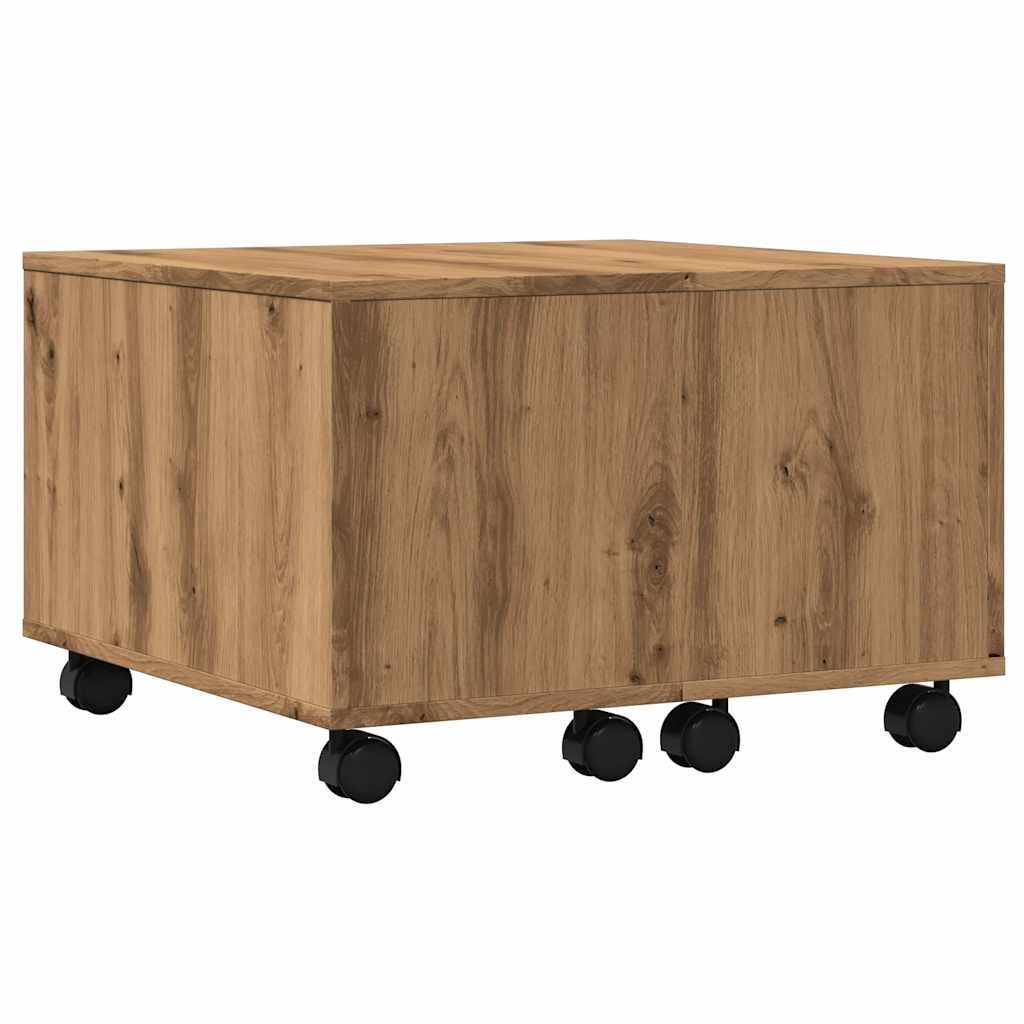 Salontafel 60x60x38 cm bewerkt hout artisanaal eikenkleurig is nu te koop bij PeponiXL, paradijselijk wonen!