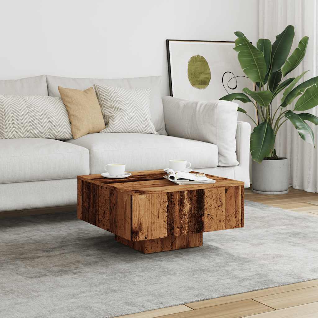 Salontafel 60x60x31,5 cm bewerkt hout oud houtkleurig is nu te koop bij PeponiXL, paradijselijk wonen!