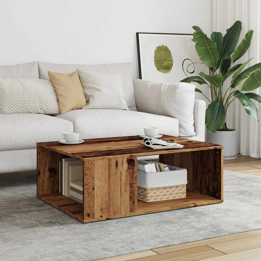 Salontafel 90x67x33 cm bewerkt hout oud houtkleurig is nu te koop bij PeponiXL, paradijselijk wonen!