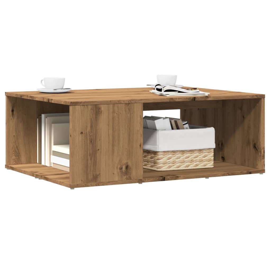 Salontafel 90x67x33 cm bewerkt hout artisanaal eikenkleurig is nu te koop bij PeponiXL, paradijselijk wonen!